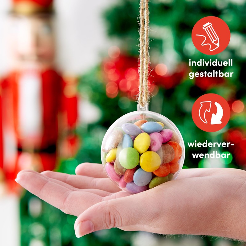 THE TWIDDLERS 48 Transparent Christmas Baubles for Filling, 6 cm,