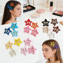 YUTUYOHA 50 Pcs Star Hair Clips 2000s Y2K Snap Hair Barrettes Non Slip Hair Accessories Silver Metal Hair Clips for Women 1.2"(Silver）
