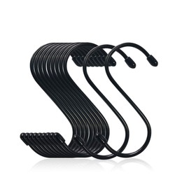Qcore Pack of 20 Black S-Hooks S Shaped Hooks S Hanger Hooks Kitchen Pot Pan Hooks