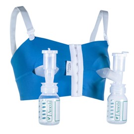 Ameda by Snugabell Pumping Bra Hands Free, Adjustable Strapless Nursing Bra for All Breast Pump Flanges, Postpartum Bra for Women, Blue, Size 4 (44-48 inches), Blue, Size 4