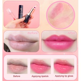 Getervb Flower Jelly Lipstick Set, Magic Temperature, Colour Changing Flower Jelly Lipstick, Long-Lasting Lip Gloss, Lip Balm, Glossy Cosmetics (3 Pieces Set A, One Size)