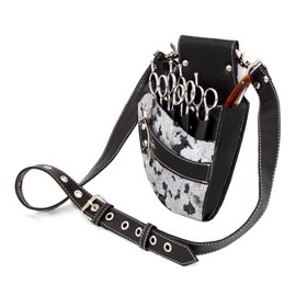 Hairdressing Scissor Pouch by Kassaki Black Check Tool Belt Bag Limited Edition (Silver Patched Snake)