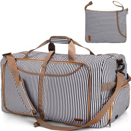 120L Duffle Bag for Travel, Large Foldable Waterproof Travel Duffel Bags Weekender Overnight Bag for Men and Women with Shoe Compartment (Stripe)