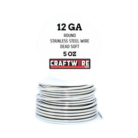 Craftwire USA Solid Bare Stainless Steel Wire Round Selection Dead Soft 5OZ 12 Gauge Stainless Steel 5 OZ 12 GA.