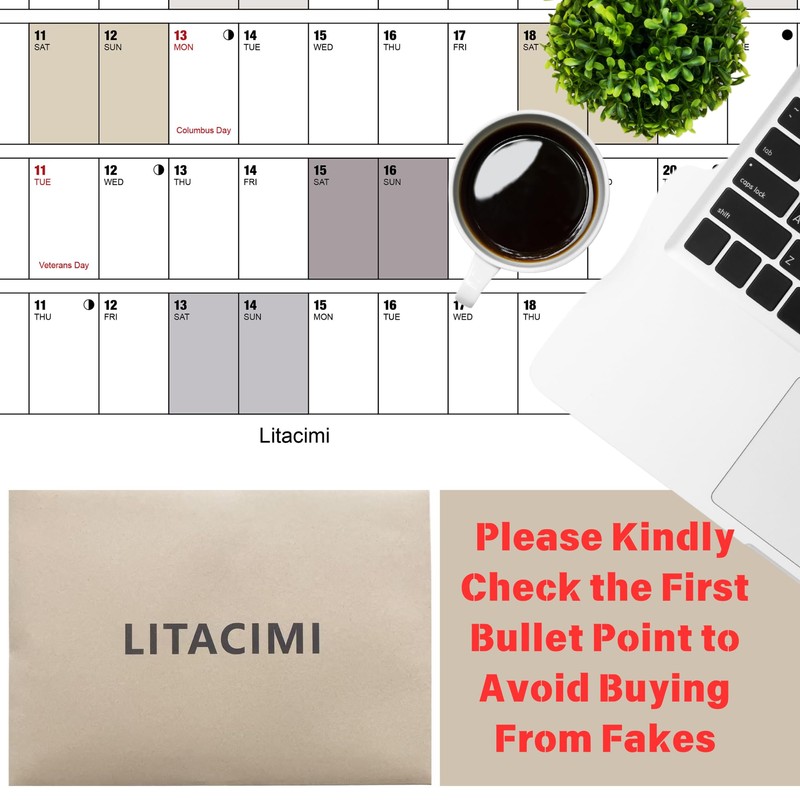 Yearly Wall Calendar with Holidays, Full Year Calendar One Page,