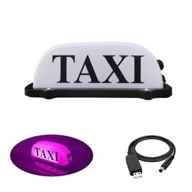 FUNGNLY PINK TAXI Sign Light for Car,USB Rechargeable Battery Taxi Light,Waterproof Taxi Dome LED Light with Sealed Base,PINK TAXI Light