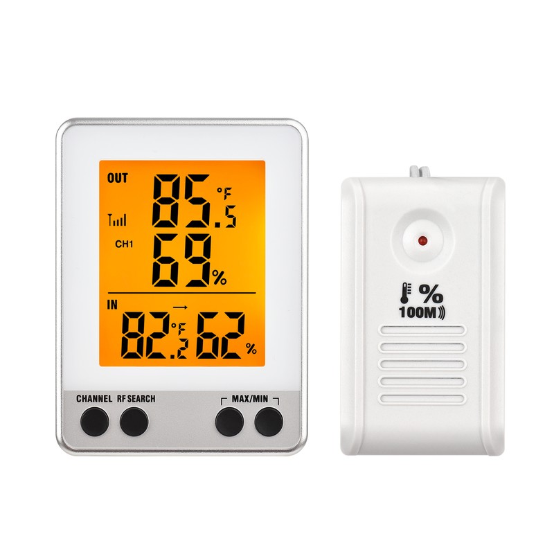 Digital Indoor Outdoor Thermohygrometer with Remote Sensor 328ft/ 100m Backlight