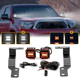 WeiSen Ditch Hood Light Mounting Brackets Kit with 3 Inch LED Light Pods Wiring Harness Compatible with Toyota Tacoma 2005-2015