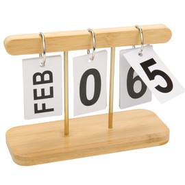 Perpetual Daily Flip Calendar for Desk, Vintage Wood Perpetual Calendar With Large Display, Reusable Desktop Turn Page Month Date Display Rustic Farmhouse Desk Accessories for Home Office Decor (Wood)