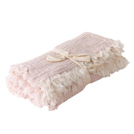 MylasaHome Premium Turkish Cotton Breathable Baby Blanket,Soft & Machine Washable – Luxurious Waffle Weave, Elegant Fringed Edges, Perfect for Cribs & Nursery Décor-Pastel Colors (Pink, 40x45)