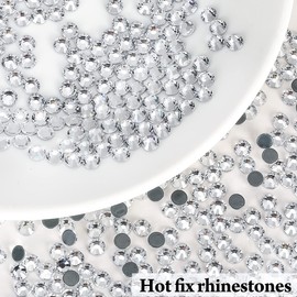 2880 Pcs Flatback Hotfix Rhinestones, Glitter Stones, Silver, 4 mm, Glass, for Crafts, Iron-On for Fabrics (SS16, Silver)