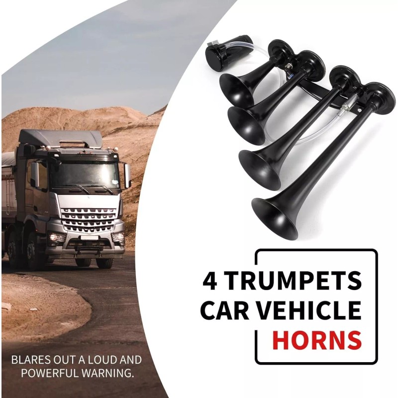 Horn FARBIN 4-speaker 12V air horn 150dB car horn kit