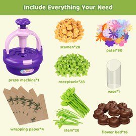 Craft Set for Children Aged 4 to 8 Years, Fabric Flower Bouquets DIY Toy, Exclusive Bouquets for Girls Aged 3 to 9 Years and Birthday Gifts (EU Purple)