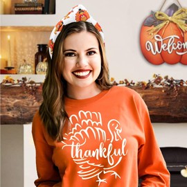 YanJie Thanksgiving Headbands - Wide Knot Turkey & Pumpkin Hair Accessories for Women - Fall Party Gift