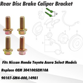 4 Pcs Rear Disc Brake Caliper Bracket Bolt Fits Nissan Honda Toyota Acura Select Models,Replace OEM 3041005EM10A,90107-SM4-000,14981