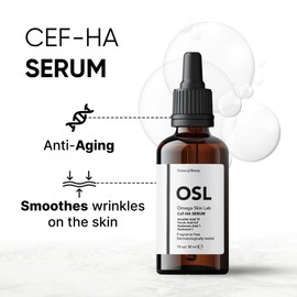 OSL Omega Skin Lab OSL CeF-HA Serum 30ml - Hyaluronic Acid-Enriched Face Serum with Vitamin C, Anti-Ageing, Brightening, Moisturising Formula with Panthenol and Ferulic Acid