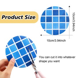 Outus 24 Pcs Vinyl Pool Patch Repair Kit Self Adhesive Pool Liner Plastic Repair Patch Pool Patches for Above Ground Pools Inflatable Boats Air Mattress Products, 4 Inch (Gradient Blue Plaid)