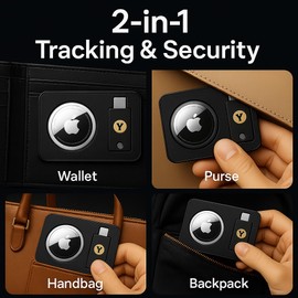 YubiKey 5C NFC Card Holder with AirTag Slot Anti-Loss Tracking Wallet Insert for Everyday Carry (2-Pack, Black)