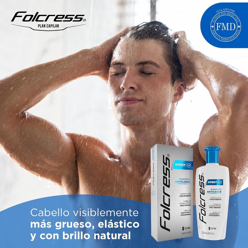 Folcress Xpert Shampoo Anticaída Libre de Sulfatos y Parabenos Grisi