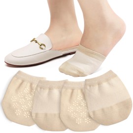 Women's Toe Socks for Mules, Half Socks for Women Toe Toppers Liner No Show Toe Covers 4 Pairs