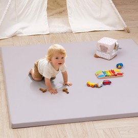 Baby Play Mat 50x50 Inches, 1-Inch Thick Foam Play Mat for Babies & Kids – Extra Soft & Durable Padded Baby Mat for Floor, Non-Slip Crawling Mat for Playpen, Tummy Time, Yoga & Playroom - Light Grey