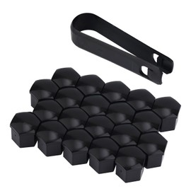 BOXOB 20stk Radmutternabdeckungen 21mm, Radmutterabdeckungen für Autoräder mit Entfernungswerkzeug Radschraubenkappen Kfz-Außenzubehör für die Meisten Autos (Schwarz)