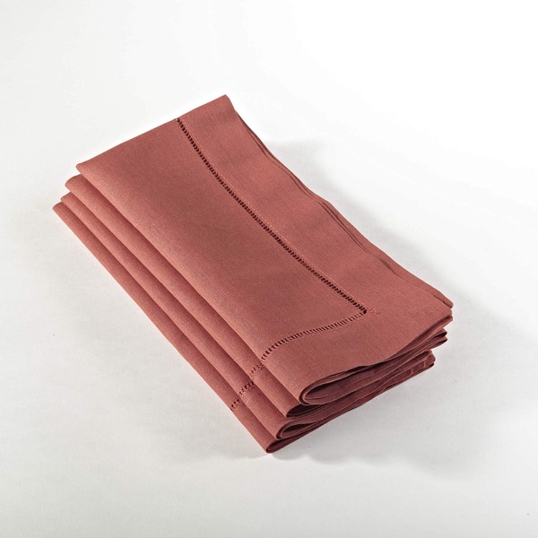SARO LIFESTYLE Terracotta 6100C 24/7 Everyday Collection Hemstitched Dinner Napkin,