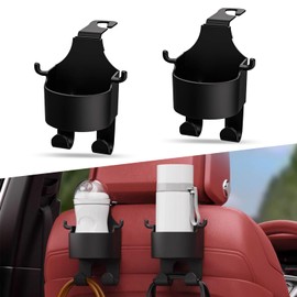 Irinidig 2 PCS Car Seat Headrest Water Cup Holder, Three-in-one Multifunctional Mobile Phone Holder Hanging Storage Rack, Headrest Hook for Backpacks Umbrellas, Universal for Cars Trucks (Black)