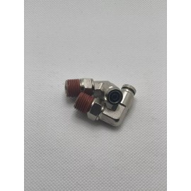 Air Suspension Fittings 2x 1/4" NPT To 1/4" PTC 90 Degree Swivel Elbow DOT Nickel Finish