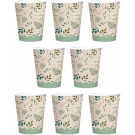 Quickdraw 16 x Christmas Paper Cups Traditional Holly Design Recyclable Disposable Tableware Party Supplies