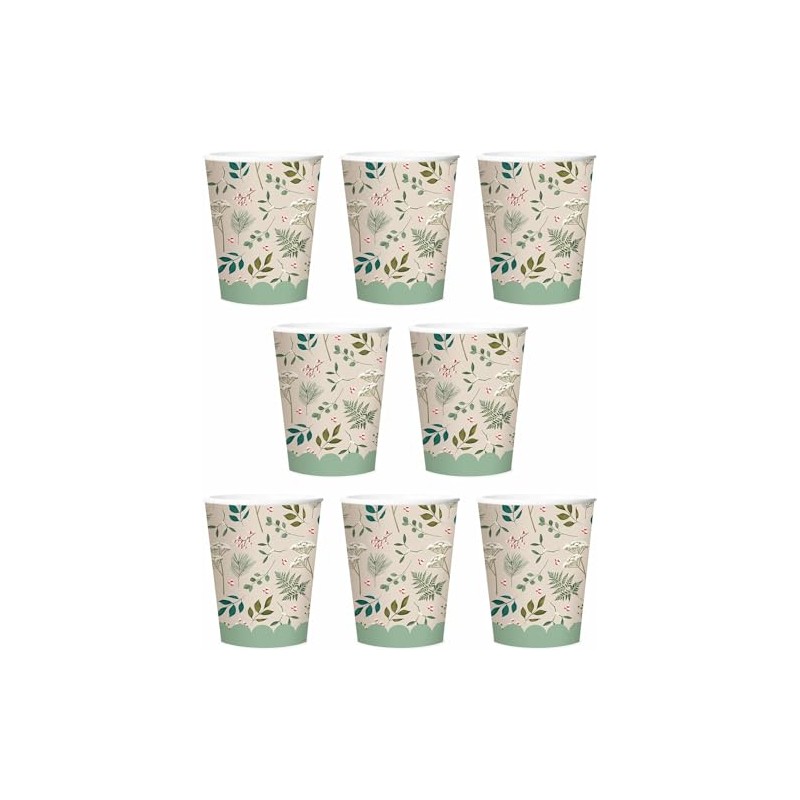 Quickdraw 16 x Christmas Paper Cups Traditional Holly Design Recyclable