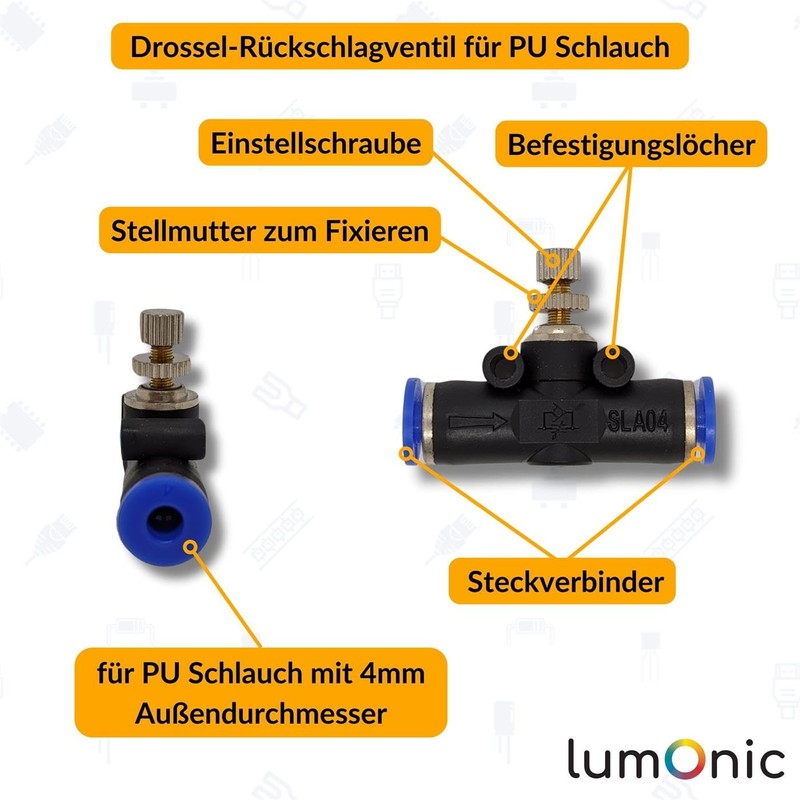 Lumonic I PU Hose Throttle Check Valve with Connector I