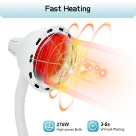 Gdrasuya10 Infrared Light, 275W Red Near Infrared Heat Lamp with 2 Heads for Relieve Joinpt Pai-n and Muscle Aches