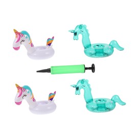 KONTONTY 4Pcs Floating Cup Holders with Inflator Creative Animal Design for Pool Parties Fashionable Drink Plates for Fun Summer Events