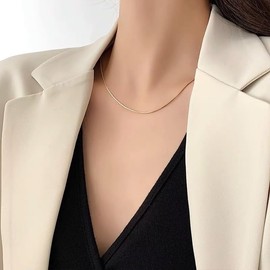 Generic SukAmi Snake Chain Necklace Women 18K Gold Plated Snake Chain Gold Choker Stainless Steel Jewelry