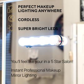 Professional Hollywood Makeup Lighting (one Set) Cordless with LED Bulbs Portable Makeup Light LED Vanity Mirror Lights Bright Lighting Fixture Strip for Bathroom Dressing Room Vanity Table
