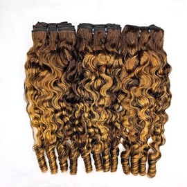 Water Wave Burmese Curly Bundles Human Hair 20 20 20 Inches Highlight Honey Blonde Ombre Curly Human Hair Bundles Weave with Spiral End 3c4a Quick Weave Hair Bundles for Women 4/27 3Pcs
