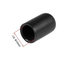 TOP-VIGOR 50Pcs Rubber End Caps, 10mm ID Round Flexible Screw End Caps Thread Protectors, Black Vinyl Bolt Covers Rubber Covers for Screws, Tubes, Cables, Wires, Cyling, etc