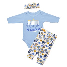 Unique Baby Conjunto de ropa de mujer con texto en inglés "I Love You", Hanukkah Pastelería, 6 meses