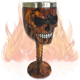 Decorative Goblet "Hot Stuff" - Burning Skull Wine Goblet (160 ml) - Height 19 cm - Decoration Fantasy Horror