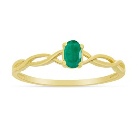 10k Yellow Gold Oval Emerald Ring (Size 6.5)