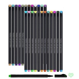 Plumones Punta Pincel de 24 Colores, Marcadores, Plumas de Colores de Punta Fina, Conjunto de Bolígrafos de Súper Fino de 0.4 mm,Planificadores con Punta de Fineliner No tóxico para Escribir y Dibujar
