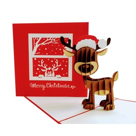 iGifts And Cards Cute Christmas Reindeer 3D Pop Up Greeting Card, Special Card, Santa's Helper, Funny, Xmas Card, Awesome, Fun