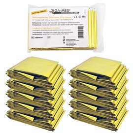 Rettungsdecke Rettungsdecken 10er Set (= 10 Stück) Gold/Silber 210x160cm Rettungsfolie für Erste Hilfe Notfall Deko Tischdecke