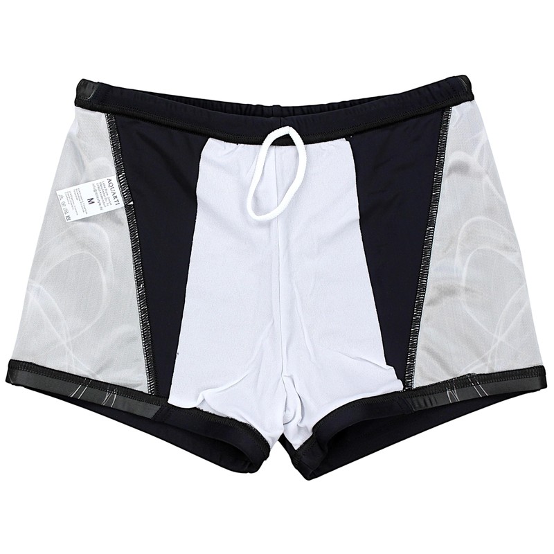Aquarti Men's Short Striped Swimming Trunks, 16201 Black/Graphite