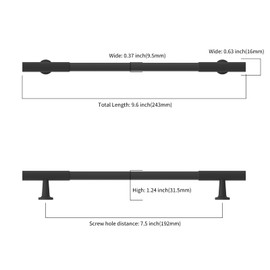 KNOKLOCK 10 Pack 7.5 Inch(192mm) Kitchen Cabinet Handles Matte Black Cabinet Pulls Kitchen Cabinet Hardware Drawer Pulls for Cupboard Wardrobe