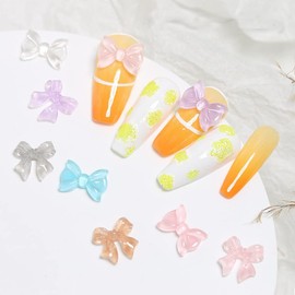 SUKPSY 50 Pcs 3D Mix Color Nail Art Decorations Candy Colour Glitter Resin Nail Rhinestone Nail Charm for Nail Art Design Accessories