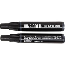 June Gold 2 Black Deep Reach Marker Ink Refill Bottles, 2.5g of Ink Per Dropper