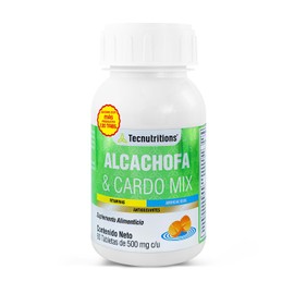 ALCACHOFA Y CARDO MIX (120 Tabletas de 500 mg/cu). Suplemento alimenticio Hepatico con Cardo Mariano, Vitaminas C, D y E y Antioxidantes.