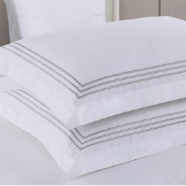 Embroidered Adeline 3pc Comforter Cover with Pillow Shams, Duvet Cover Set, 100% Cotton Percale, Full/Queen, Gray